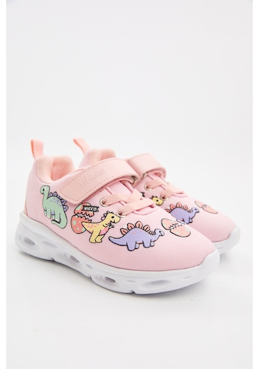 Vicco Dino Işıklı Kız Bebek Pudra Spor Ayakkabı Pudra