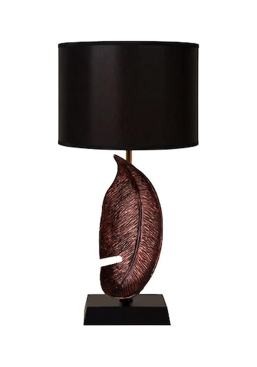 Yaprak Figürlü Polyester Abajur Bronz Diğer