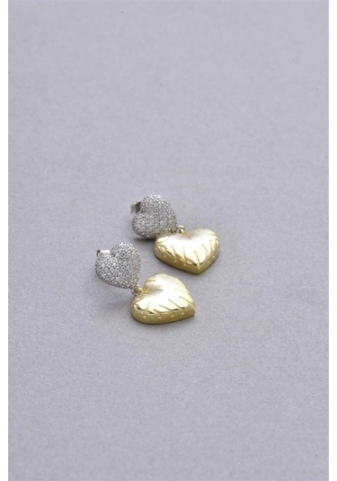 İki Kalpli 925 Ayar Gümüş Küpe-1325