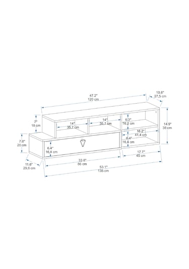 Arnetti Tv Sehpası Duru Kapaklı Televizyon Ünitesi Lidya Antrasit
