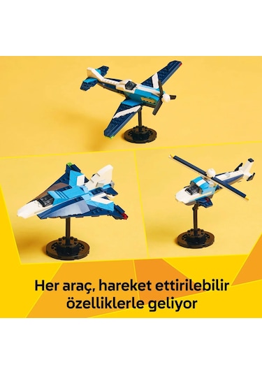 LEGO® Creator 3’ü 1 Arada Uçak: Yarış Uçağı 31160 - 7 Yaş ve Üzeri Çocuklar için Jet veya Helikoptere Dönüşebilen Oyuncak Yapım Seti (178P)