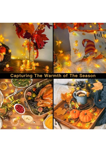 Pil İle Çalışan Balkabağı Işıkları, 16,4 Ft 50 Led Sonbahar Işıkları Dış Mekan Su Geçirmez, Turuncu Cadılar Bayramı Şükran Günü Işık Dizisi, İç Mekan Dekoru Çok Renkli