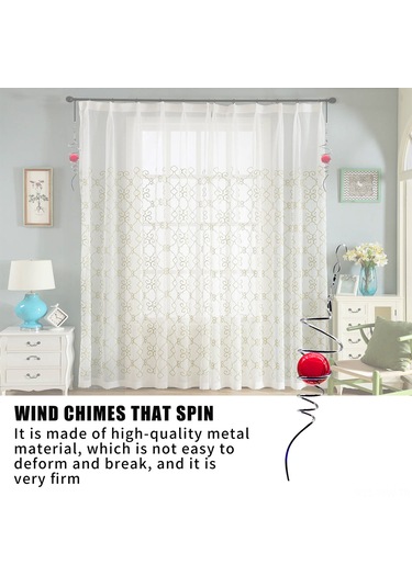 Tenfowee Paslanmaz Çelik Ve Kristal Küreli Dekoratif Rüzgar Çanı Asılı Aksesuar - Kırmızı