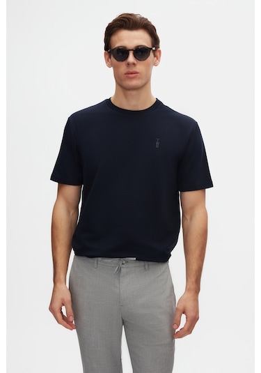 Twn Slim Fit Lacivert Baskılı T-shirt 4ec14ort12025 Lacivert