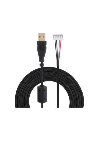 Mufunye Microsoft Logitech Fare Kablosu Değişimi - Siyah Örgülü Tel, Altın Kaplama Usb Ve 5-pin Bağlantı, Manyetik Halka, 2m G400, Io/ıe Uyumlu
