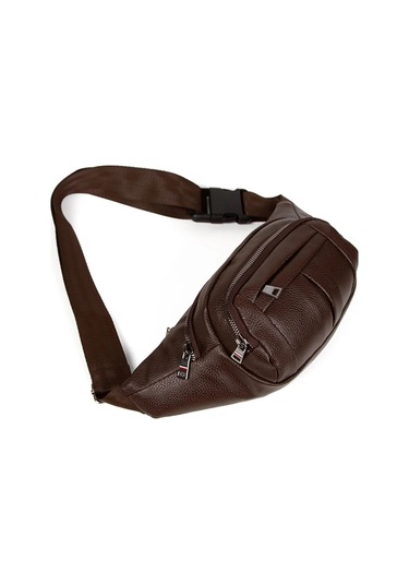 Bizoon Np262 Erkek Deri Kulaklık Çıkışlı Su Geçirmez Çapraz Omuz Ve Bel Çantası Kahve Kahverengi