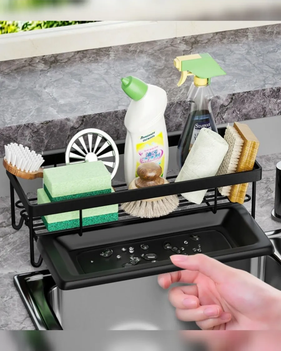 Casaglow Mutfak İçin Bulaşık Deterjanı Ve Sünger Standı 306063835 Siyah