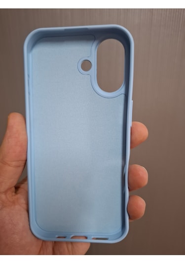 İphone 17 Uyumlu Logolu İçi Kadife Silikon Lansman Kılıf Bebe Mavi