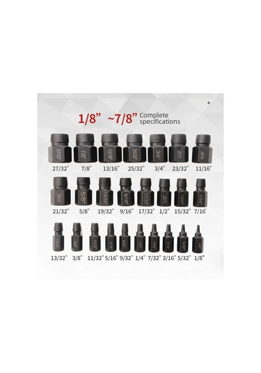 Aubyhe 25 Parça İngiliz Standardı Kırık Vida Çıkarıcı Seti - Kaygan, Hasarlı Cıvata Ve Somunları Çıkarma Aleti 10 Parça Boşluklu Çıkarıcı Dahil