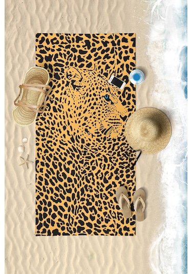 Leopar Desenli Dijital Baskılı 75x150 Cm Plaj Havlusu