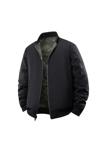 Erkekler İçin Kış Aylarında Giyilebilecek Çift Taraflı, Su Ve Rüzgar Geçirmez Pamuklu Kapitone Ceket. Yeşil