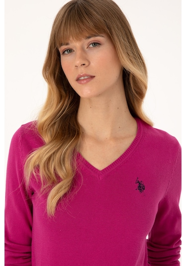 U.S. Polo Assn. U.s. Polo Assn. Kadın Kazak /triko 50313590-vr252 Fusya Melanj