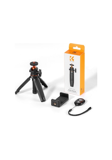 Kangvka Alüminyum Tripod Selfie Stick, Telefon Ve Kamera Uyumlu, Bluetooth Kumanda, Telefon Tutucu, 1/4 Vida Bağlantısı, Siyah Kf09.128v1