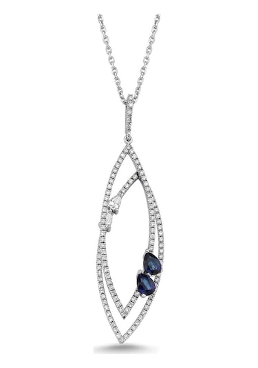 0,87 Karat Pırlantalı Safir Kolye