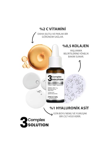 Procsın Aydınlatıcı + Sıkılaştırıcı + Nemlendirici 3 Complex Solution 20 ML