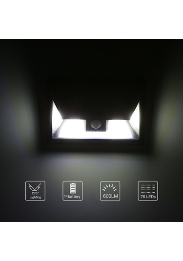 Suofeng Güneş Enerjili Cob Led Hareket Sensörlü Aydınlatma - Ip65 Su Geçirmez Dış Mekan Duvar Lambası Gümüş