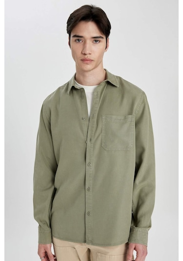 DeFacto Regular Fit Basic Düz Tensel Uzun Kollu Gömlek B2907AX24SPKH465