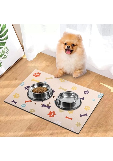 Matgo Pati Renkli Kemikler Evcil Hayvan Beslenme Matı Mama Paspası 50 x 70 CM