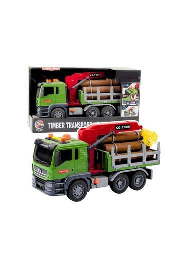 1:12 Sürtmeli Sesli Işıklı Fonksiyonel Oyuncak Kütük Taşıyıcı Kamyon