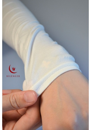 Pratik Tesettür Penye Kolluk- Namaz Kolluk-bej Beyaz