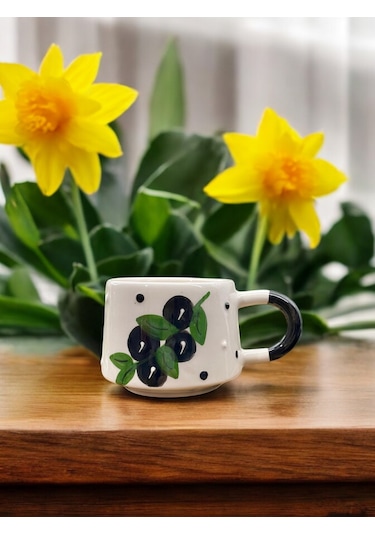 Seramik Kupa Bardak Zeytin Dalı Tasarım