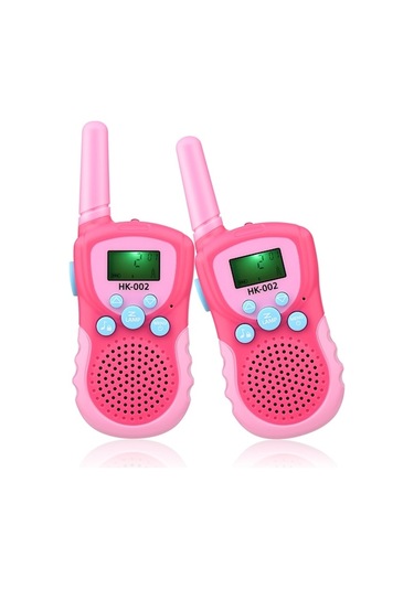 Çocuklar İçin 2'li Pembe Walkie Talkie, 3km Mesafe, 8 Frekans, Aydınlatıcı Ve 10 Zil Sesli Dış Mekan İletişim Aleti Pil Yok