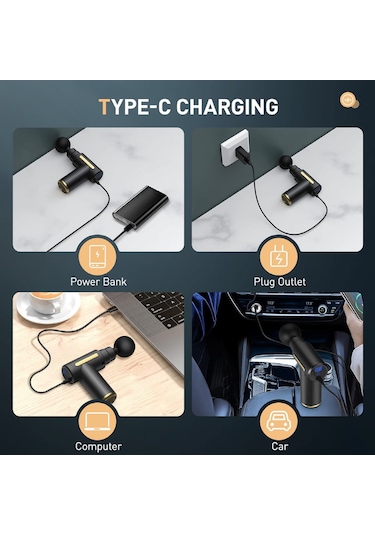 Auhma AMG6 Yüksek Tork Motor 6 Kademeli Derin Doku Masaj Tabancası - Siyah