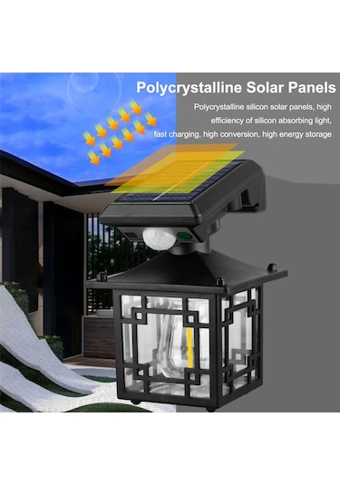 Novahub 2pcs Güneş Enerjili Duvar Lambası Ip65 Su Geçirmez Sokak Lambası Vücut Sensörü Yol Aydınlatma Bahçe Işıkları