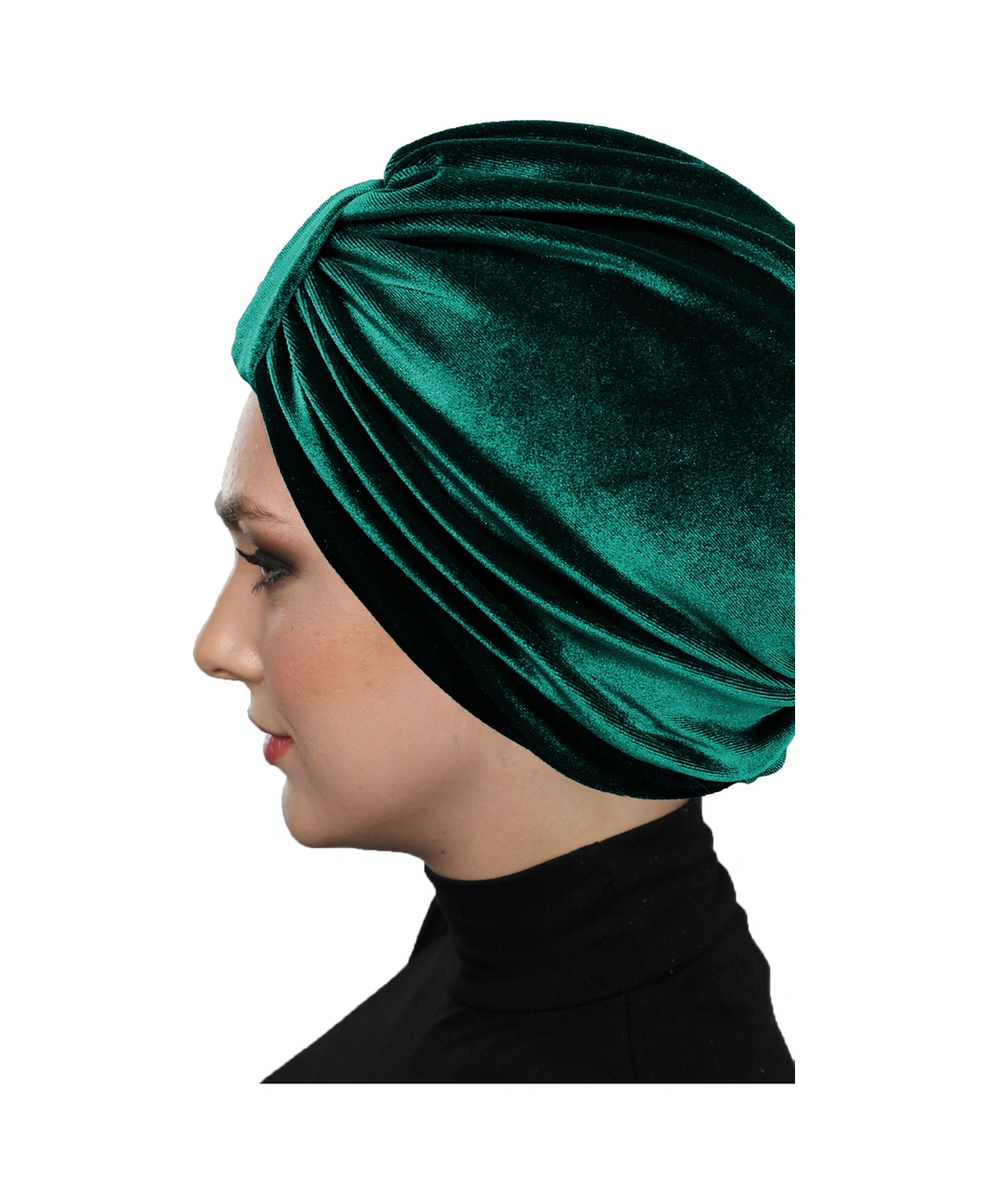 Kadife Kardelen Astarlı Yeşil Hazır Türban Tesettür Bone Yeşil