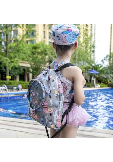 Islak Ve Kuru Ayırma Su Geçirmez Bağcıklı Omuz Plaj Yüzme Çantası Çocuklar İçin Gri L Çok Renkli