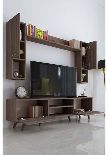 Moonlife Istanbul Dolaplı Kapaklı Tv Ünitesi Ceviz