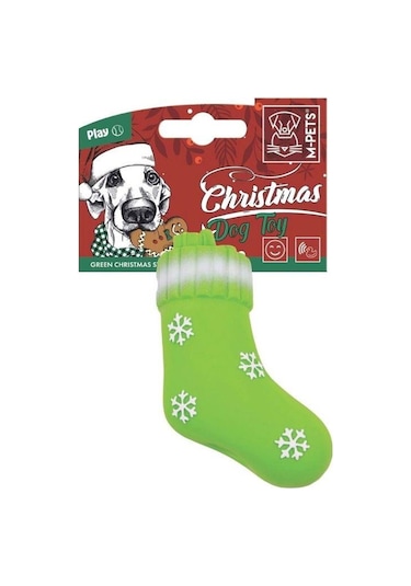 M-pets Christmas Yeşil Çorap Latex Köpek Oyuncağı 13 Cm