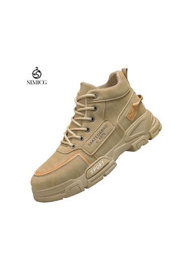 Erkek Yüksek Üst Kalın Tabanlı Martin Botları Haki