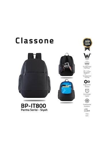 Classone Bp-It800 Parma 15.6" Laptop - Notebook Sırt Çantası-Siy