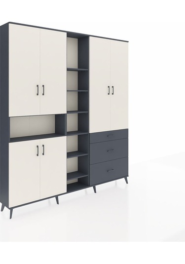 Arges Dolap 13 Raflı 3 Çekmeceli 6 Kapaklı 220x30x243 Antrasit-aytaşı/antrasit Aytası/antrasıt Arges Dolap 13 Raflı 3 Çekmeceli 6 Kapaklı 220x30x243 Antrasit-aytaşı/antrasit Aytası/antrasıt