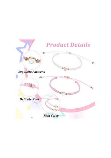 Geeroyoo İki Adet Aşk Kalbi Örgülü Bilezikler - Ayarlanabilir Boyut, Sevgili Arkadaş Hediyesi, Zarf Seçeneği Diğer