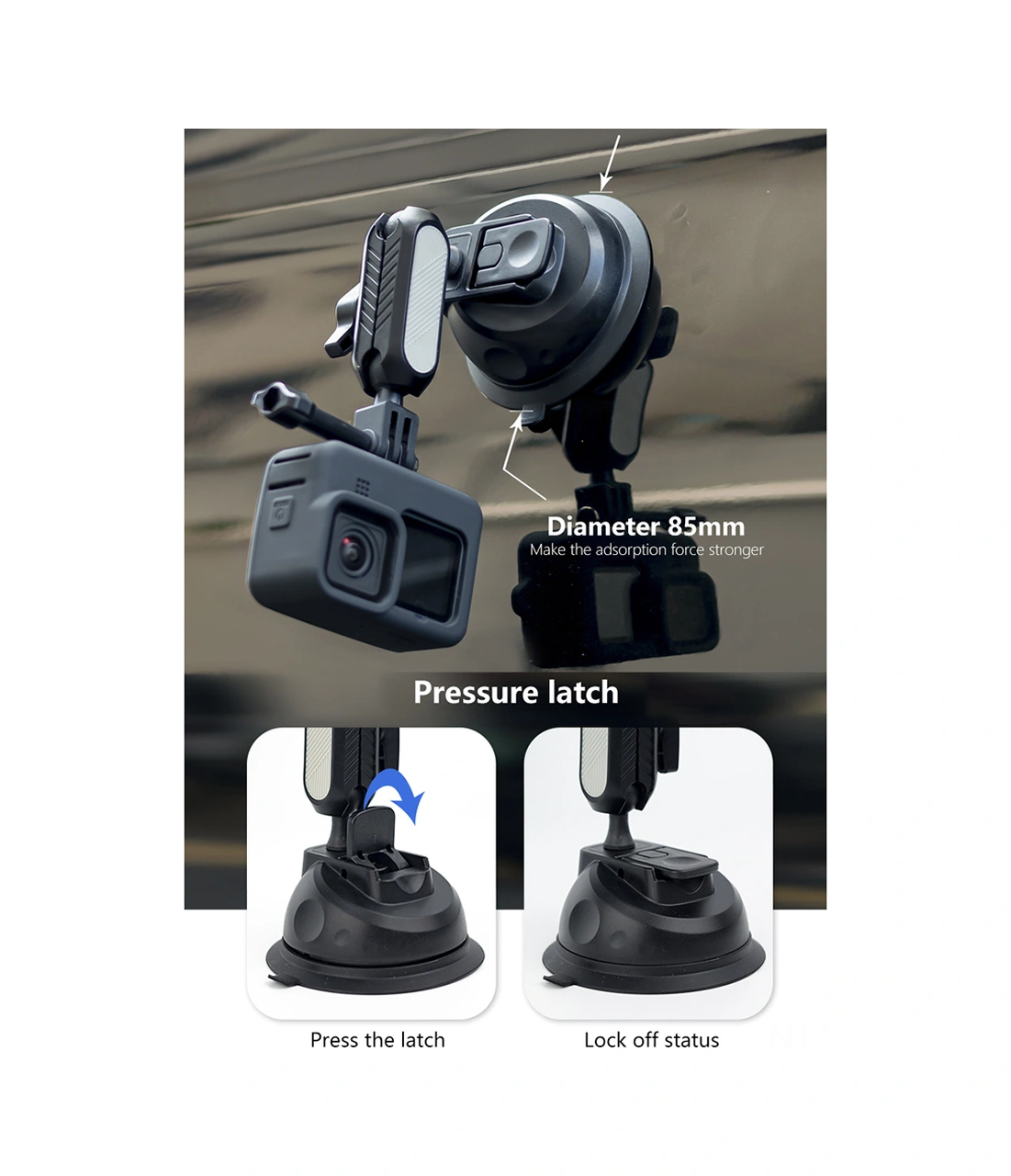 Moveevo Abs Plastiği Araç Süngeri Stantı - 360 Döner, İki Toplu Tasarım, Spor Kamerası Bağlantısı, Gopro/ınsta360/mirrorless Uyumlu