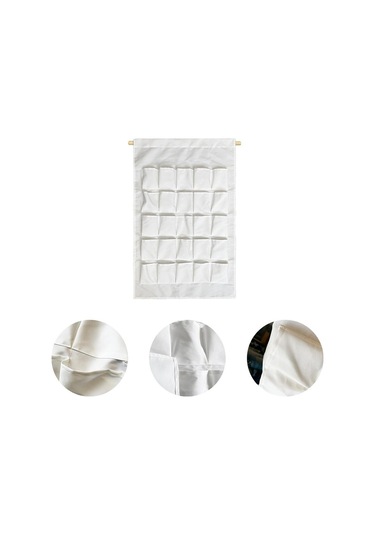 Homyl Ofis Banyo Ev Dekorasyonu Için Cepli Beyaz Kanvas Askılı Beyaz Diğer