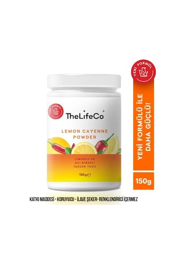 TheLifeCo Lemon Cayenne - Limonlu Acı Biberli İçecek Tozu 150 G