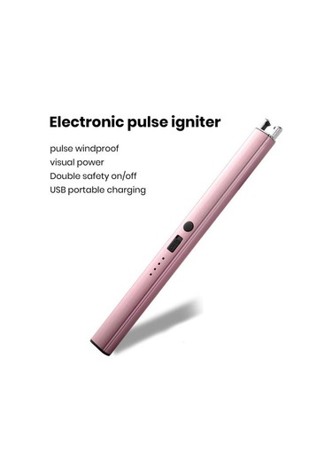 Gül Altın Elektrikli Şarj Edilebilir Ateşleyici Rüzgar Geçirmez Kompakt Boyut Taşınabilir Barbekü Soba Ateşleyici Kamp Aksesuarları Altın - Pembe