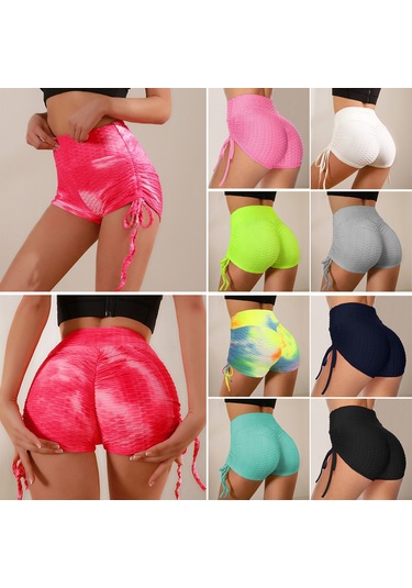 Skycity Yüksek Bel Yoga Şortu - Nefes Alabilen Kumaş, Yan Bağcıklı, Spor Ve Koşu İçin Beyaz