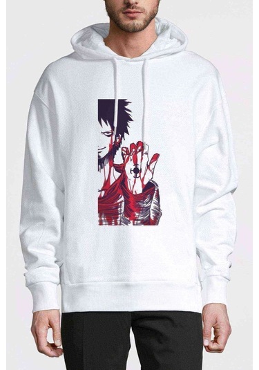 Anime One Piece Whitebeard Baskılı Beyaz Erkek Kapşonlu Sweat