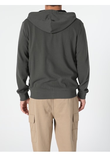 Colin's Regular Fit Fermuarlı Kapüşonlu Erkek Yeşil Sweatshirt CL1045425_Q1.V2_KHA