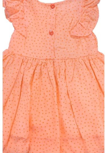 Düğme Detaylı Fırfırlı Puantiyeli Kız Elbise Bipamuk 001