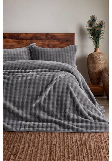 Bubble Battaniye Seti Tek Kişilik Gri Gri