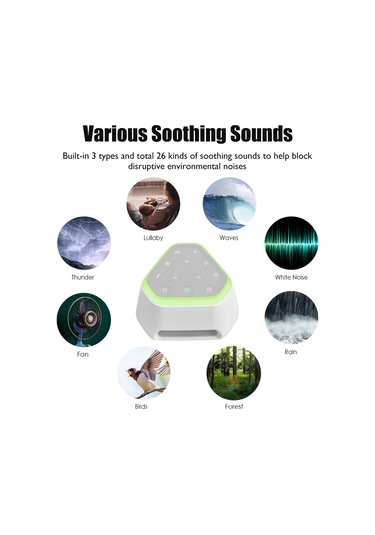 Xindoker Bebek Uyku Yardımcısı Beyaz Gürültü Cihazı - 26 Müzik, Renkli Gece Lambası, Zamanlayıcı Ve Hafıza Özelliği 1000mah Li-pil