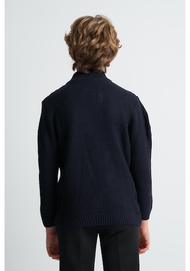 Alexandergardı Fermuarlı Dik Yaka Hırka Lacivert