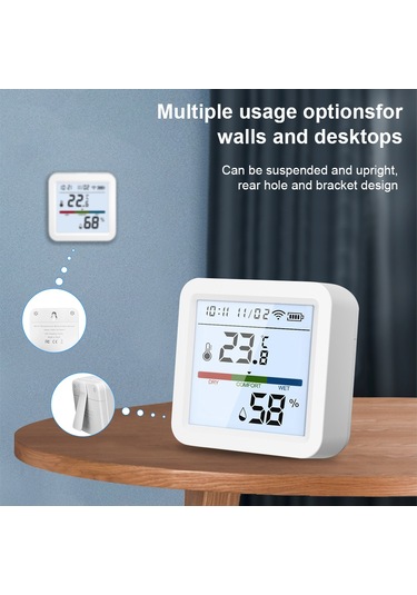 Ruicoo Akıllı Wifi Termometre Higrometre - Gerçek Zamanlı Sıcaklık Ve Nem Ölçer, Lcd Ekranlı, Kablosuz İzleme, Ev Ve Sera Kullanımı İçin