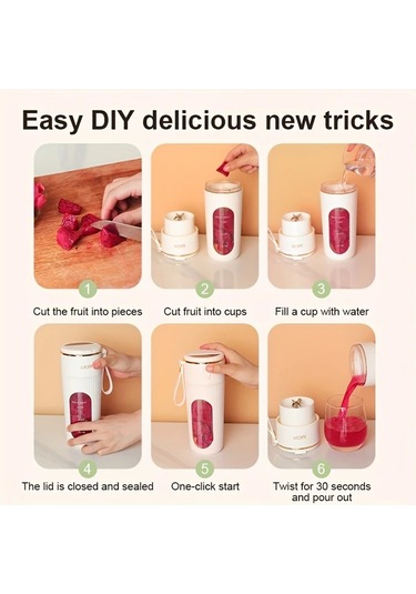 Elmpaly Yeşil Usb Şarjlı Portatif Elektrikli Meyve Suları Blenderı Mutfak Şarj