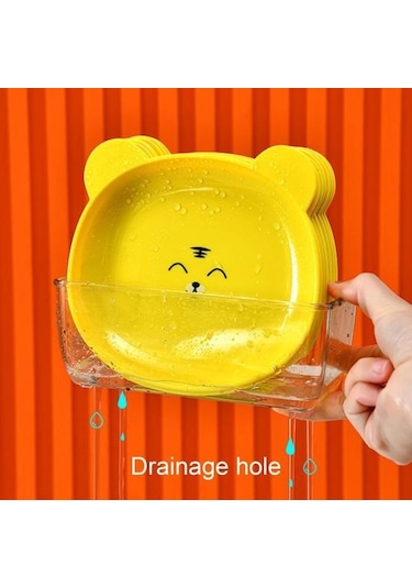 Beyaz Atıştırmalık Tabağı Sevimli Ayı Deseni   İstiflenebilir Yuvarlak Kenarlar Çok Amaçlı Plastik Yerden Tasarruflu